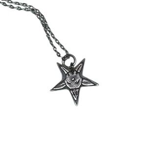 Silver goat pentagram Star Pendant Necklace